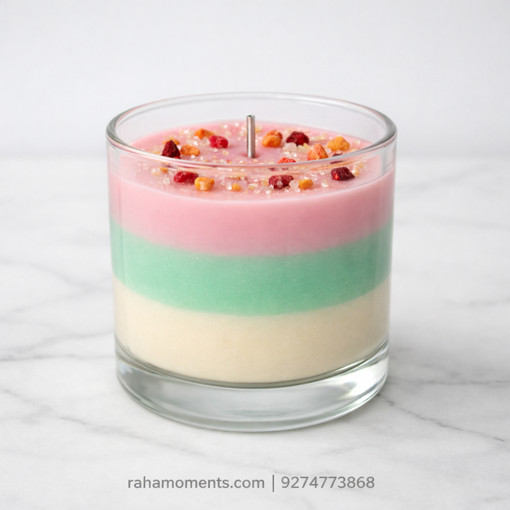 Hand‑Poured Layered Candle – Lavender, Lemon & Sky Blue | Premium Soy Wax |  | Set of 3 Novelty Candles | Soy Wax | Gift Set for Her
